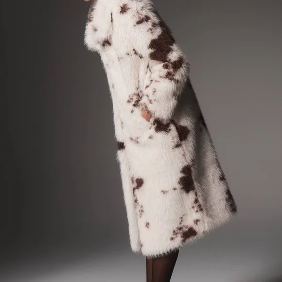 ‼️SOLD‼️NLVT White and Brown Faux Fur Coat - Picture 4 of 4